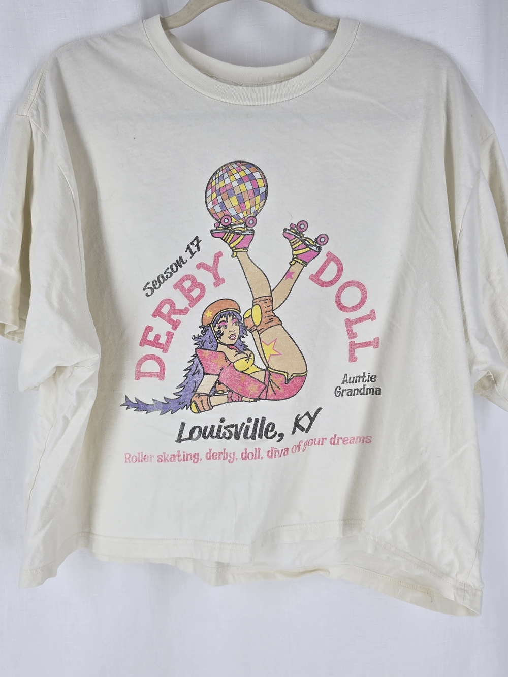 Derby Doll Louisville KY Graphic Tee - Cream Pink